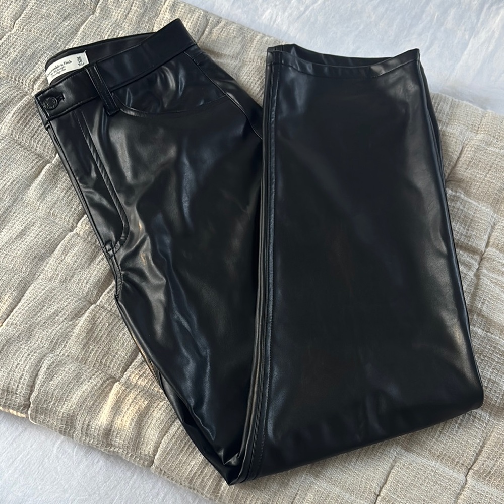 Abercrombie & Fitch Black Faux Leather Pants